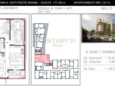 Apartament 2+1 Për Shitje në Paskuqan, Tiranë , 108.72 m²