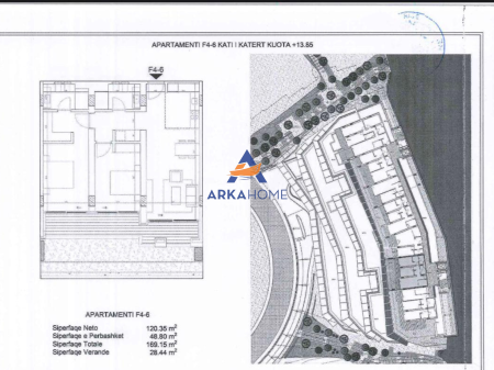 SHITET APARTAMENT 2+1+VERANDE "GREEN COAST, PALASE" 554.114 EURO