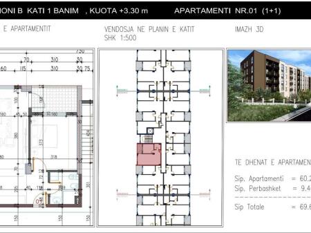 Apartament 1+1 69.68m2