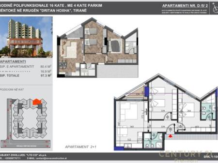 Apartment 2+1+2 For Sale in Colonnade Residence, near Zogu te Zi!! 175,140 € Total Area  97m2