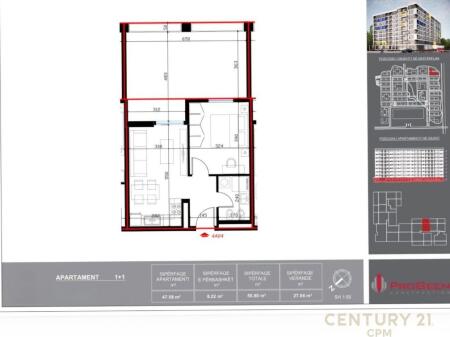 Apartament 1+1 në Qendra Tregtare QTU, Tiranë – Në Shitje – 80,000€ | 83.68 m²