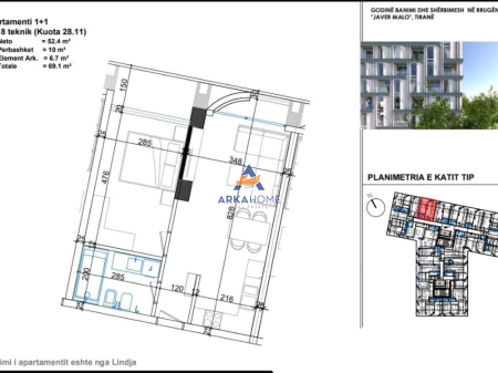 SHITET APARTAMENT 1+1+BALLKON "RRUGA JAVER MALO, ISH PARKU" 138.200 EURO
