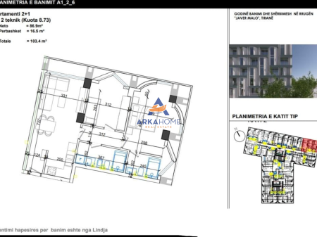 SHITET APARTAMENT 2+1+BALLKON "RRUGA JAVER MALO, ISH PARKU" 206.800 EURO