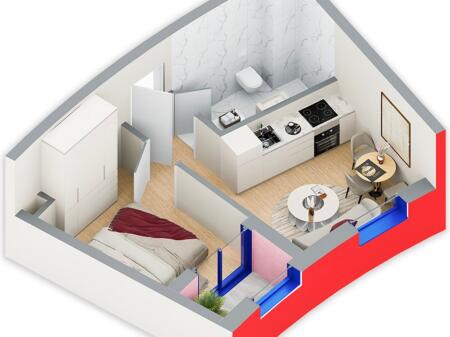 Appartamento 1+1 in vendita presso la residenza Ballada, Farke!