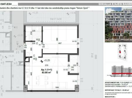 SHITET APARTAMENT 1+1 FUSHA E AVIACIONIT 125.700 EURO