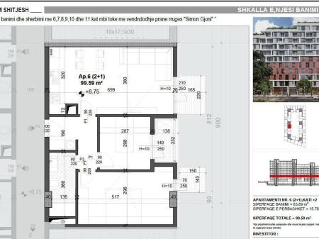 SHITET APARTAMENT 2+1 FUSHA E AVIACIONIT 146.400 EURO