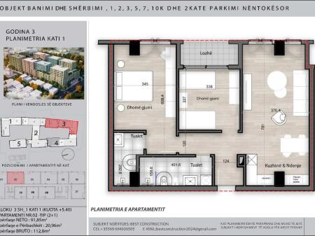 Apartament 2+1+2 ne Shitje Porcelan