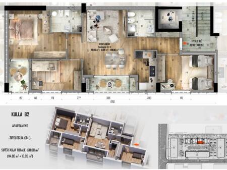 Ofrojme apartament per shitje 3+1+2 tualete ne Ish Dogana