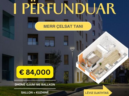 Shes apartament 1+1 ne Ali Dem 84.000 Euro gati per banim (Rezidenca Kadiu)