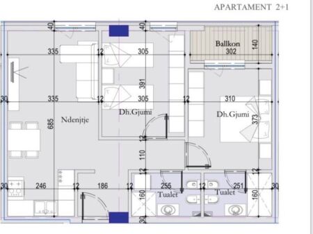 Apartament 2+1 ne shitje prane Casa Italias