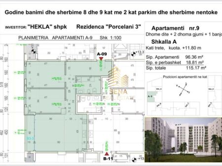Shitet Apartament 2+1+Blk, Porcelan – Rezidenca “Porcelan 03”, 185,000 Euro