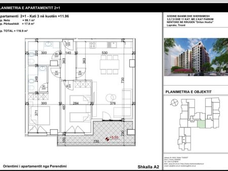 SHITET APARTAMENT 2+1 TE KOMLEKSI AURA,TIRANË
