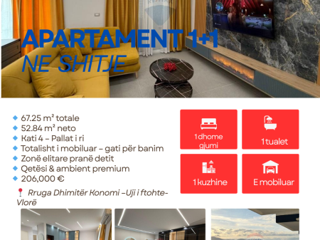 Apartament 1+1 ne Shitje,Uji i Ftohte ,Vlore