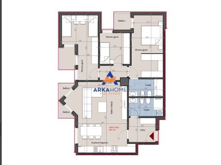 SHITET APARTAMENT 2+1+ BALLKON "RRUGA JAVER MALO" 202.800 EURO