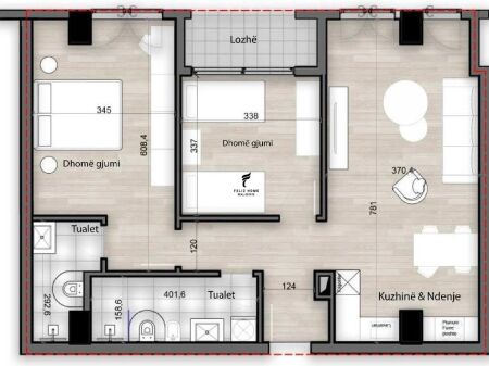 SHITET APARTAMENT 2+1 PORCELAN 155.500 EURO FH-59056