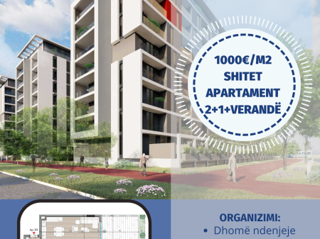 Shitet Apartament 2+1+ Verande Univers City