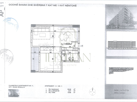 Modern 1+1 apartment with practical floor plan