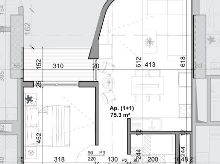 APARTAMENT NE SHITJE 1+1 TE BAZAAR GATE QENDER