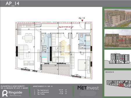 For sale, Apartment 2+1+2+blk, Paskuqan – Ringside Residence, 129,000 Euro