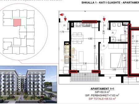 Shitet, Apartament 1+1+blk, Golem-Flower Hotel, 70.300 Euro