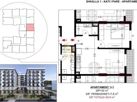 Shitet, Apartament 1+1+blk, Golem-Flower Hotel, 71.800 Euro