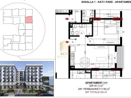 Shitet, Apartament 1+1+blk, Golem-Flower Hotel, 70.800 Euro