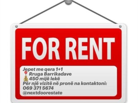 Apartment for rent 1+1 - 📍Barrikadave Street, near Sami Frasheri high school