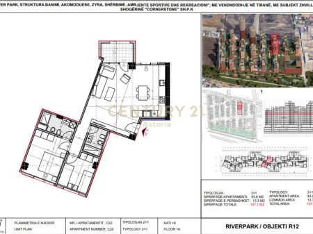 Shitet apartament 2+1+2 River Park Residence