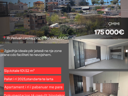 Apartament 2+1 për Shitje – Pelivan Leskaj, Vlorë