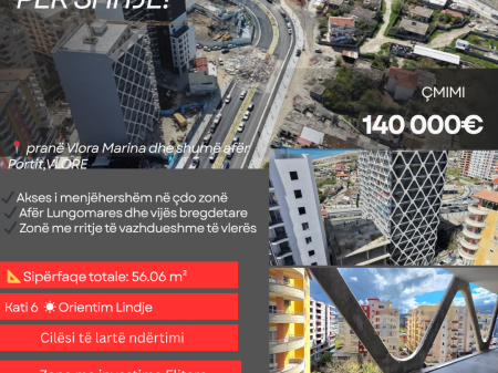 APARTAMENT 1+1 NË SHITJE PRANË PORTIT – VLORË