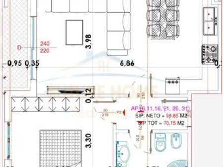Shitet, Apartament 1+1, Yzberisht