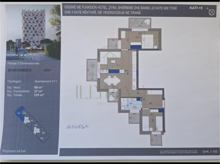 Apartament 2+1 Modern – 125 m², Kat +5 | Tirana