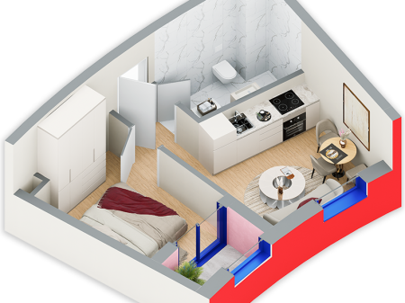 Apartament 1+1 Rezidenca Ballada Farkë 67.000 euro