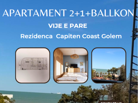 Shitet apartament 2+1 + ballkon në Rezidencën Captain Coast, Golem