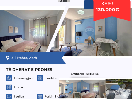 Super Opportunity Apartment 1+1 for sale in Uji i Ftohtë, near Tiku & Mato, Vlorë