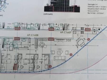 Shitet apartament 3+1+2+Verand tek Ekspozita Building !