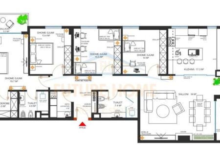 Rent, Apartment 4+1+2 + Parking Space, Green City Astir