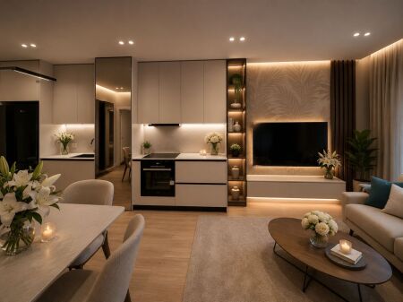 Near the center of Tirana, a modern 2+1 apartment plus parking space is for rent!