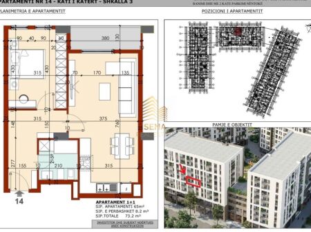 Shitet, Apartament 1+1+blk, Kinostudio, 135.000 Euro