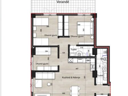 SHITET APARTAMENT 2+1+2 me Verande - PORCELAN, TIRANE