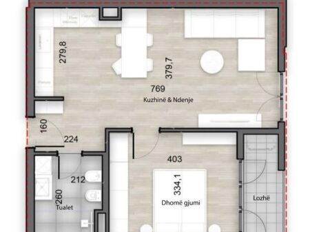 SHITET APARTAMENT 1+1 +2 - PORCELAN, TIRANE