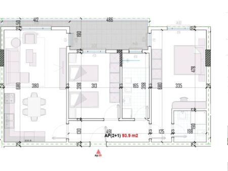 Apartament 2+1+2wc