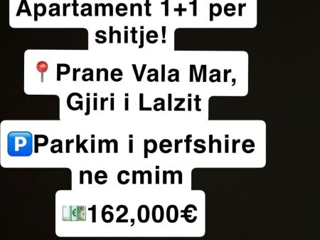 Apartment 1+1 for sale with parking, Gjiri i Lalzit, near Vala Mar