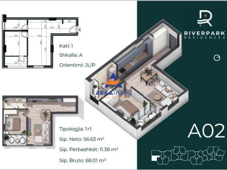 SHITET APARTAMENT 1+1 "KOMPLEKSI RIVER PARK" CMIMI I DISKUTUESHEM