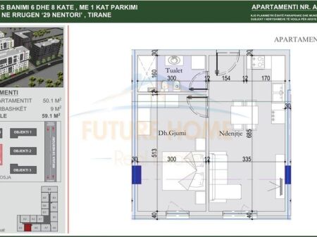 In vendita, Appartamento 1+1, Tirana Entry 2, Tirana.