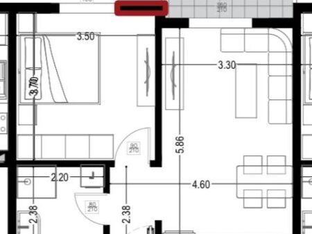 Appartamento 1+1 in vendita, Golem accanto all'Hotel Flowers (in fase di costruzione) 1250 euro per m2