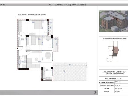 Apartament 2+1 për shitje Paskuqan