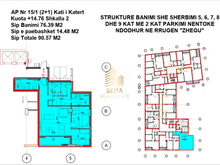 Shitet, Apartament 2+1+2+blk, Ali Demi – Residenca EverGreen, 139,000 Euro
