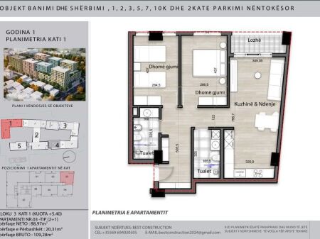 FOR SALE APARTMENT 2+1+2 - SPLENDOR COMPLEX, PORCELAN, TIRANA