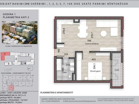 FOR SALE APARTMENT 2+1 - SPLENDOR COMPLEX, PORCELAIN, TIRANA
